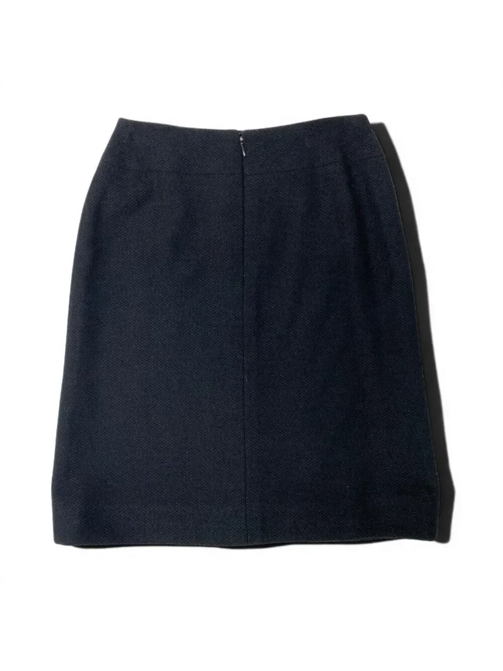 Chanel Boutique Wool Skirt Knee Length Black